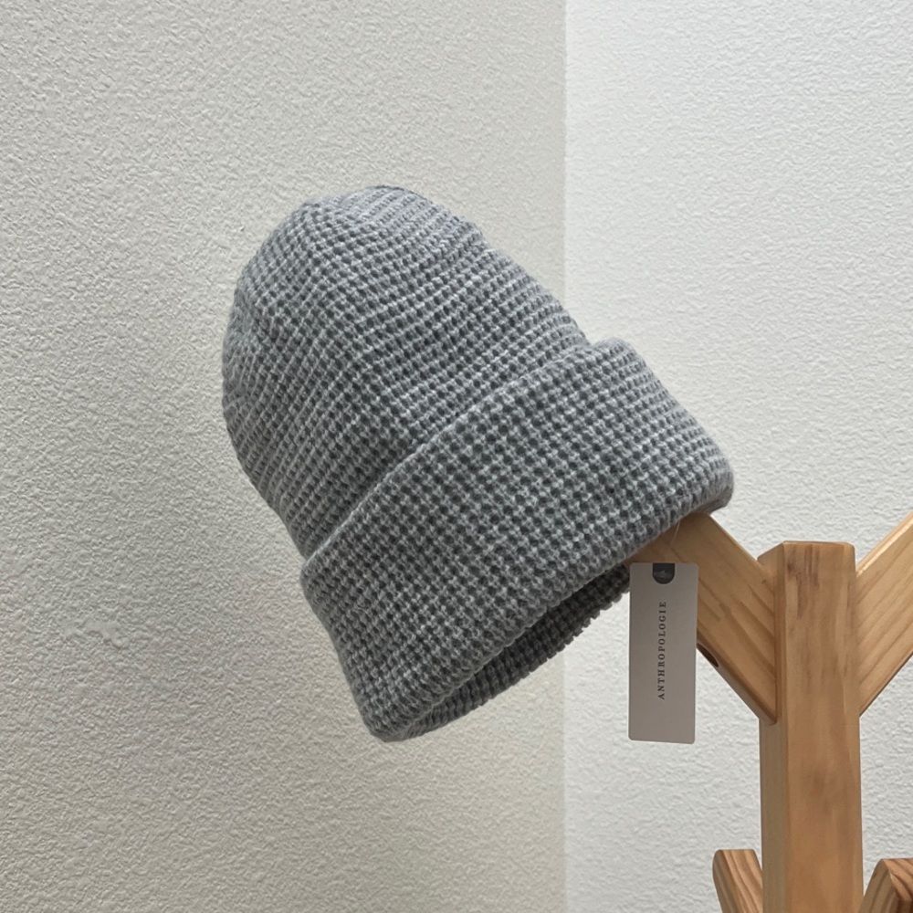 Anthropologie Light Gray Waffle Knit Beanie